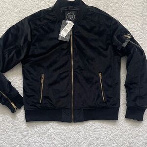 Jordan Craig Black Bomber Jacket with Gold Accents